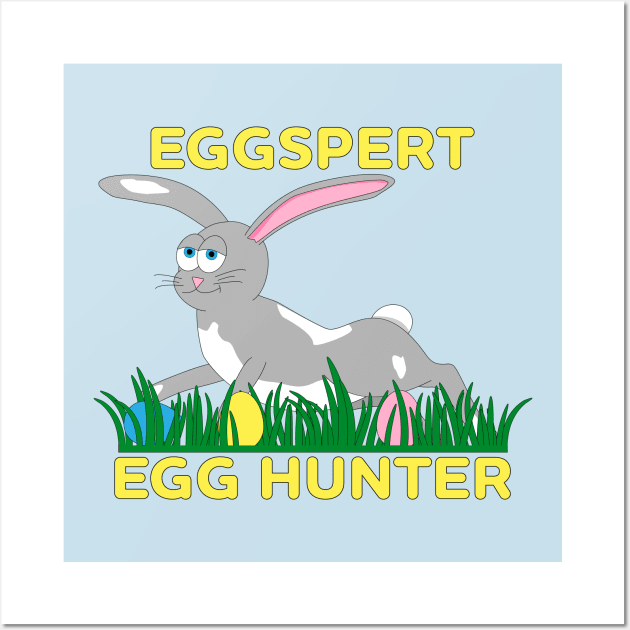 Eggspert Egg Hunter - Gray Easter Bunny Wall Art by skauff